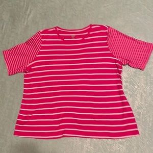 KIM Rogers Perfectly Soft XL vibrant pink and white striped T-shirt Comfy